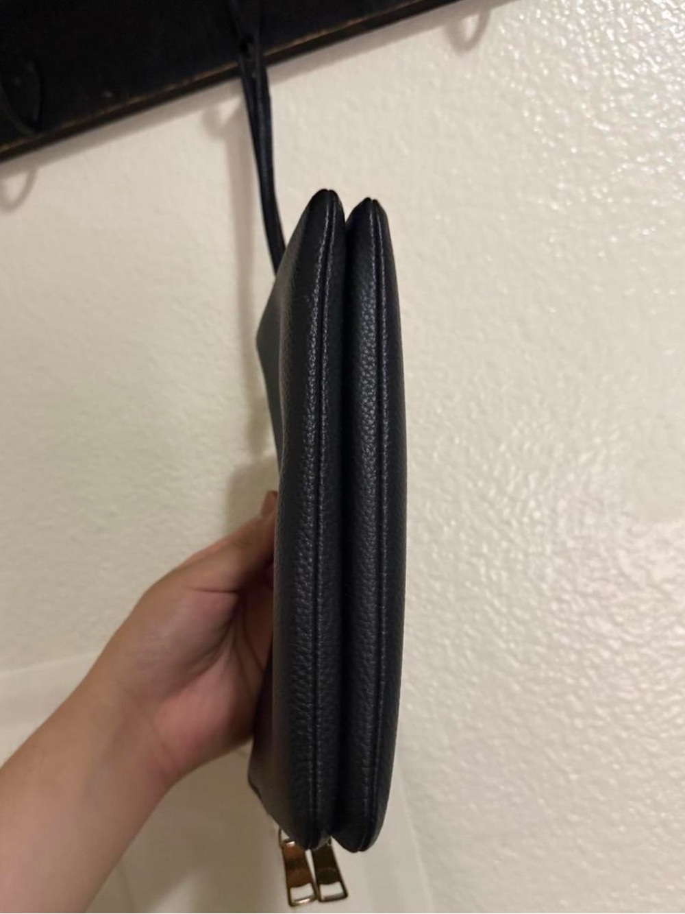 Coach Black Leather Wristlet with Gold Logo - Picture 3 of 8